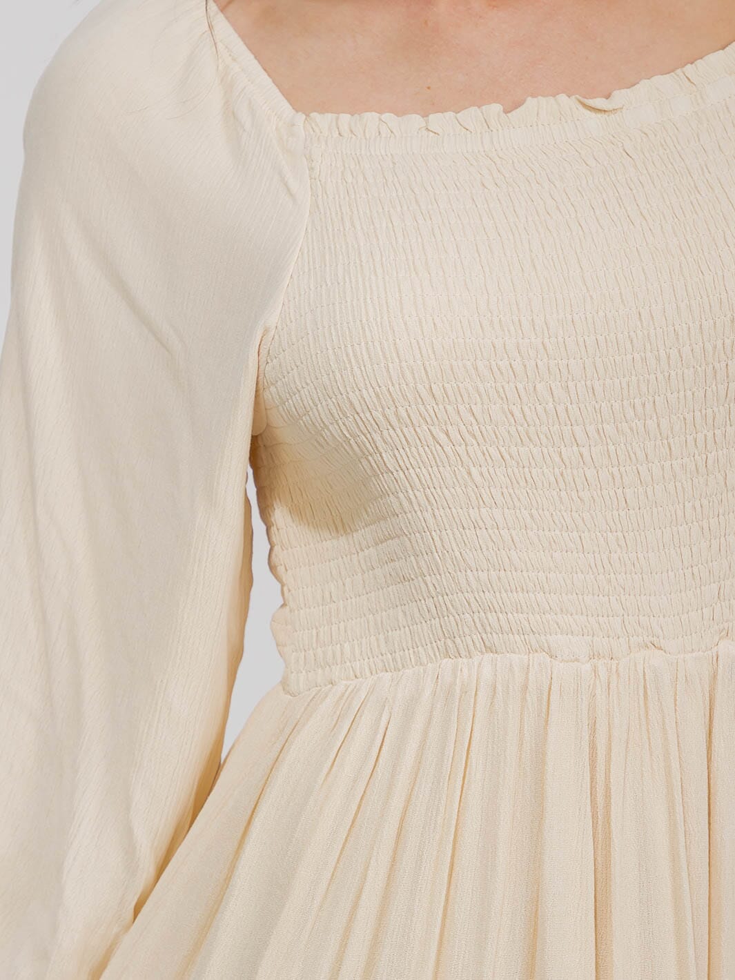 WOMEN'S 3/4 SLEEVES SMOCK TIERED MAXI DRESS