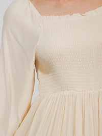 WOMEN'S 3/4 SLEEVES SMOCK TIERED MAXI DRESS