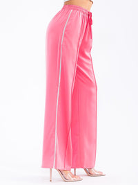 WOMEN'S ELASTIC WAIST FRONT POCKETS WIDE LEG STUDS DETAILED PANTS