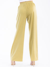 WOMEN'S ELASTIC WAIST FRONT POCKETS WIDE LEG STUDS DETAILED PANTS