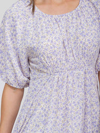 WOMEN'S SHORT SLEEVE FRONT POCKETS FLORAL MAXI DRESS