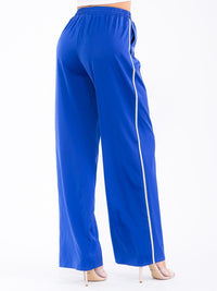 WOMEN'S ELASTIC WAIST FRONT POCKETS WIDE LEG STUDS DETAILED PANTS
