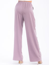 WOMEN'S ELASTIC WAIST FRONT POCKETS WIDE LEG STUDS DETAILED PANTS