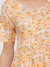 WOMEN'S SHORT SLEEVE V-NECK POCKETS TIERED FLORAL MAXI DRESS