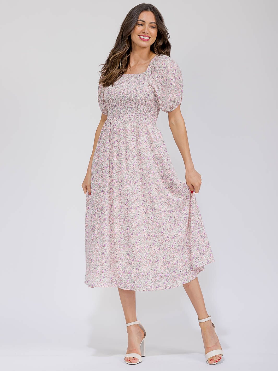 WOMEN'S SHORT SLEEVE FRONT POCKETS FLORAL MAXI DRESS