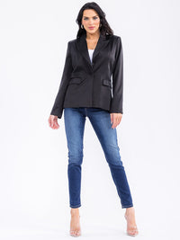 WOMEN'S LONG SLEEVE FRONT POCKETS BUTTON CLOSURE BLAZER