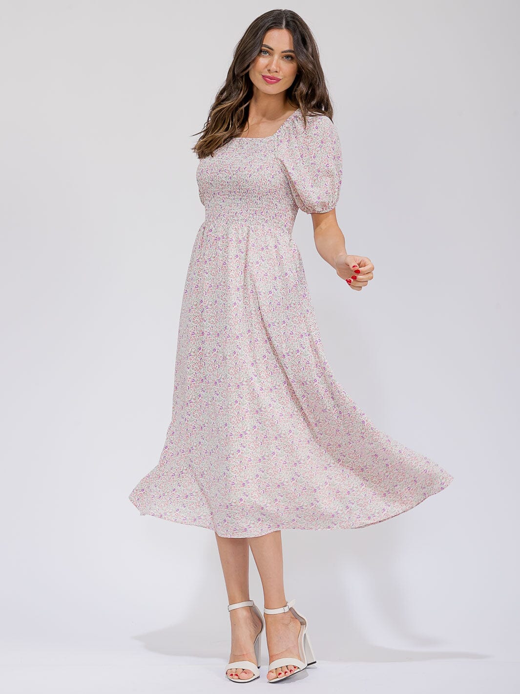 WOMEN'S SHORT SLEEVE FRONT POCKETS FLORAL MAXI DRESS