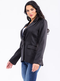 WOMEN'S LONG SLEEVE FRONT POCKETS BUTTON CLOSURE BLAZER