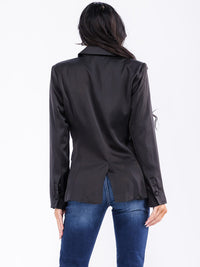 WOMEN'S LONG SLEEVE FRONT POCKETS BUTTON CLOSURE BLAZER