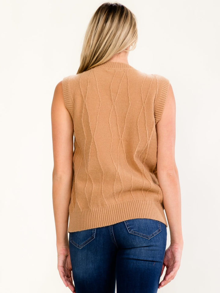 WOMEN'S SLEEVELESS V-NECK BUTTON UP FRONT POCKETS SWEATER VEST