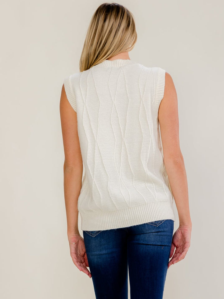 WOMEN'S SLEEVELESS V-NECK BUTTON UP FRONT POCKETS SWEATER VEST