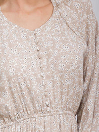 WOMEN'S LONG SLEEVE BUTTON UP POCKETS ELASTIC WAIST FLORAL MAXI DRESS
