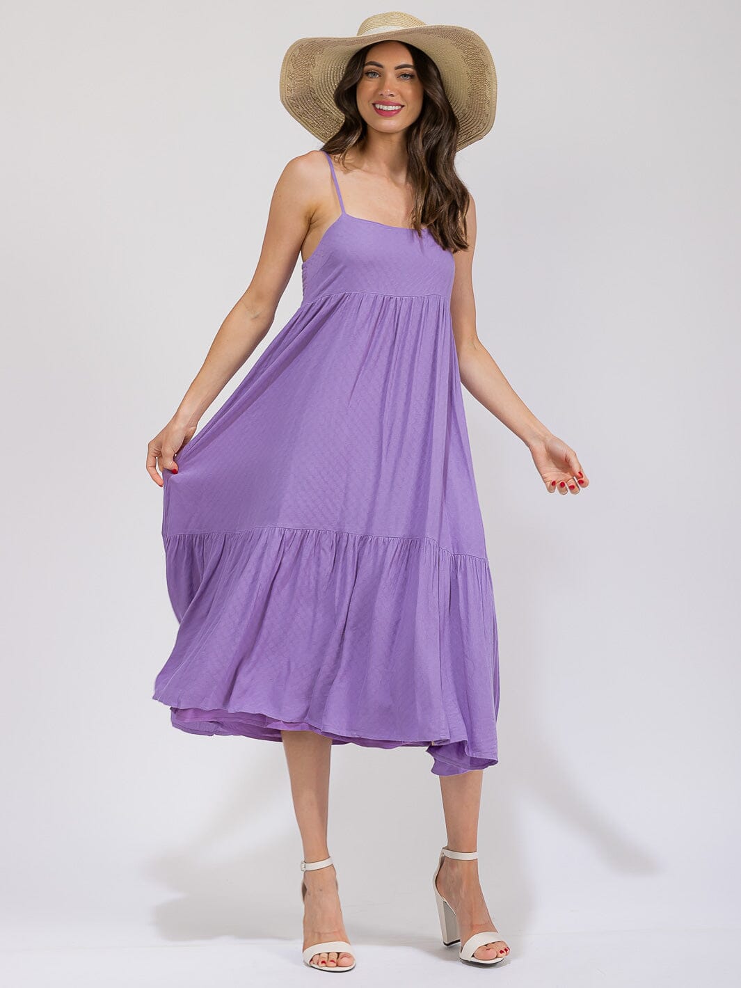 WOMEN'S SLEEVELESS TIERED LOOSE FIT MIDI DRESS