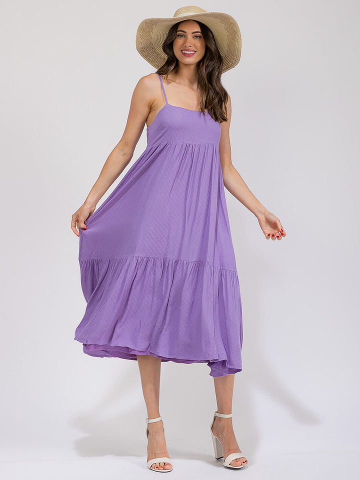 WOMEN'S SLEEVELESS TIERED LOOSE FIT MIDI DRESS