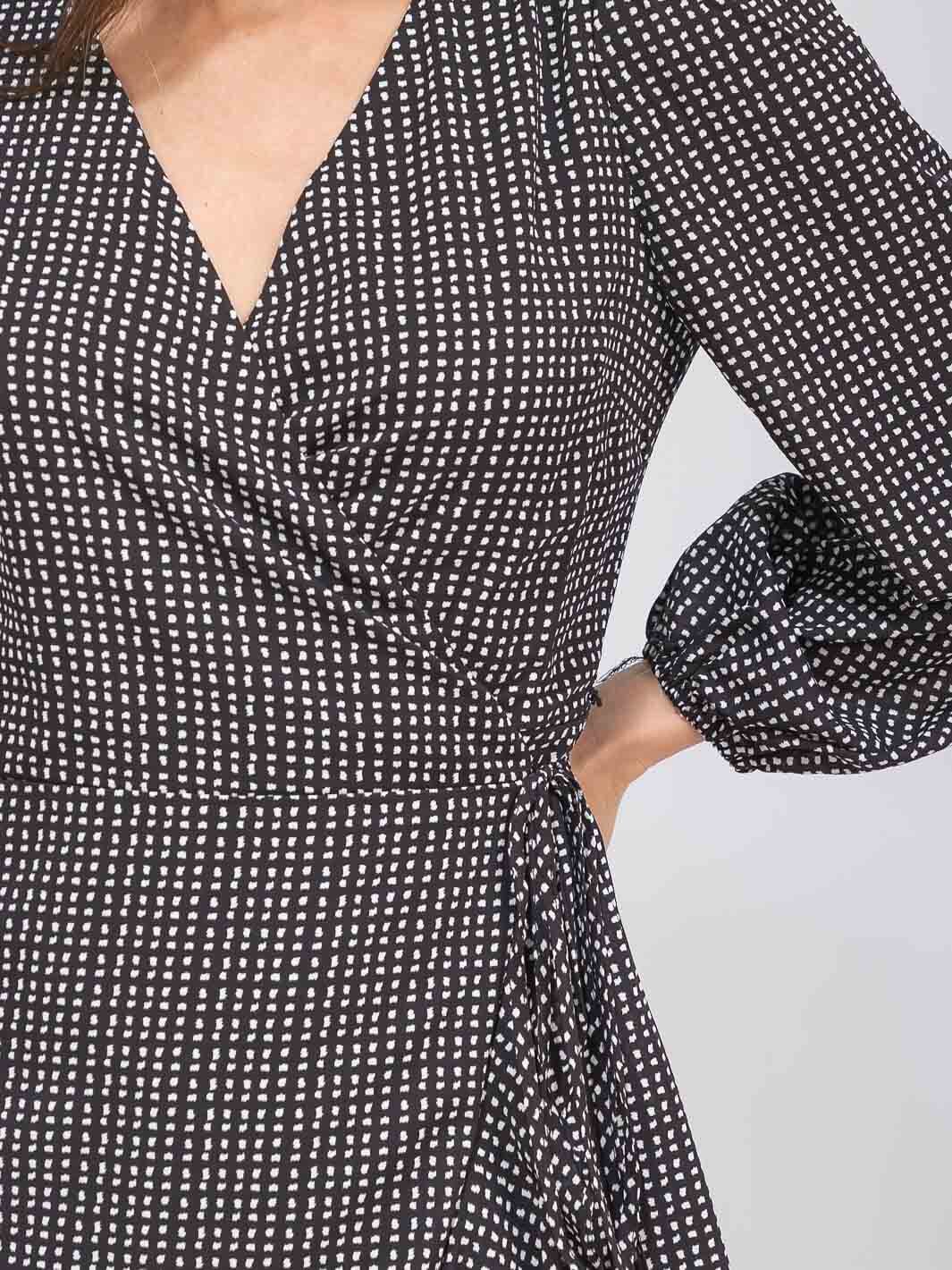 WOMEN'S LONG SLEEVE RUFFLE PLAID WRAP MAXI DRESS