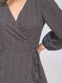 WOMEN'S LONG SLEEVE RUFFLE PLAID WRAP MAXI DRESS