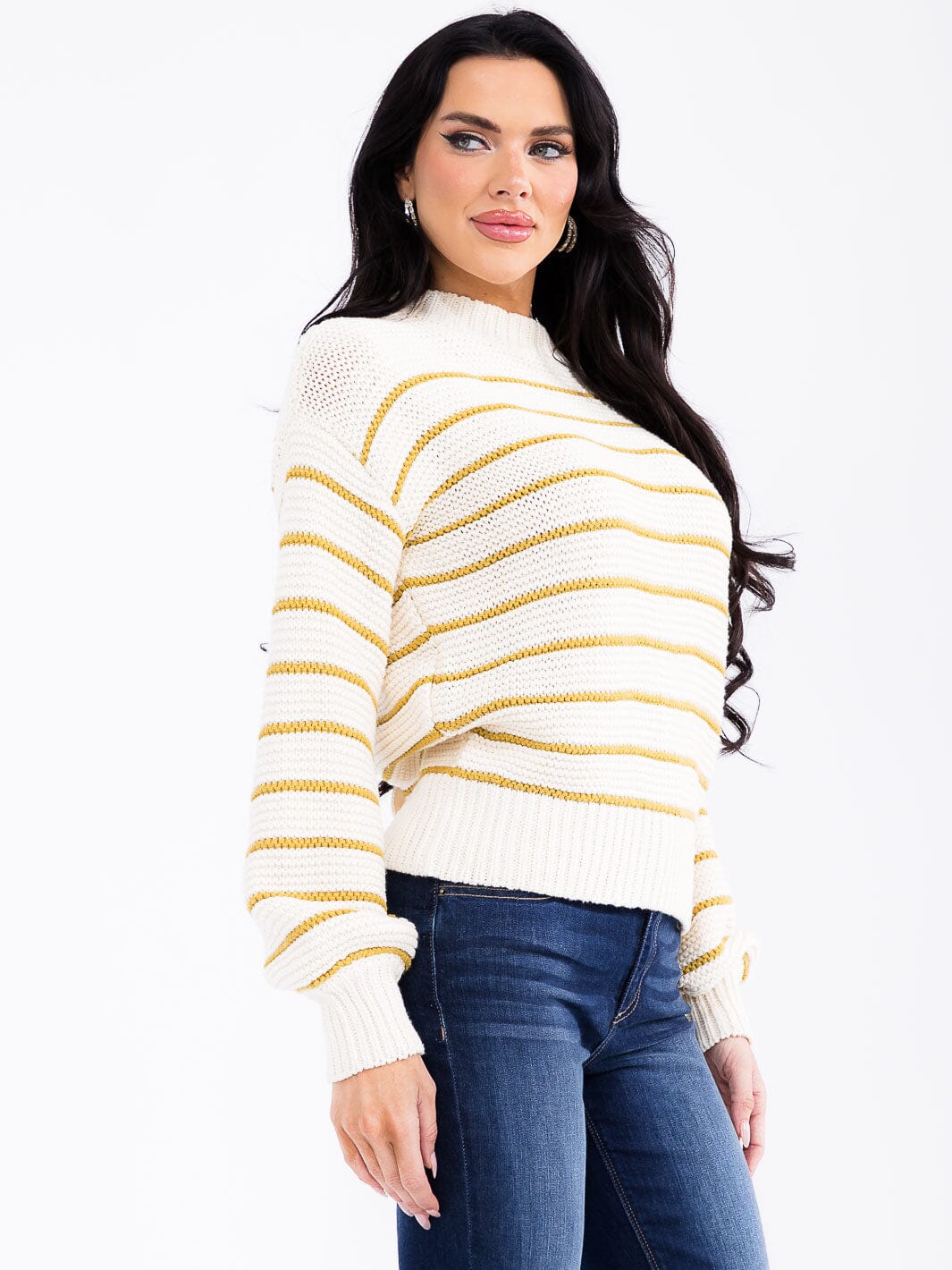 WOMEN'S LONG SLEEVE BACK BUTTON UP KNITTED PULLOVER SWEATER