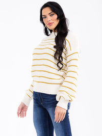 WOMEN'S LONG SLEEVE BACK BUTTON UP KNITTED PULLOVER SWEATER