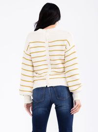 WOMEN'S LONG SLEEVE BACK BUTTON UP KNITTED PULLOVER SWEATER