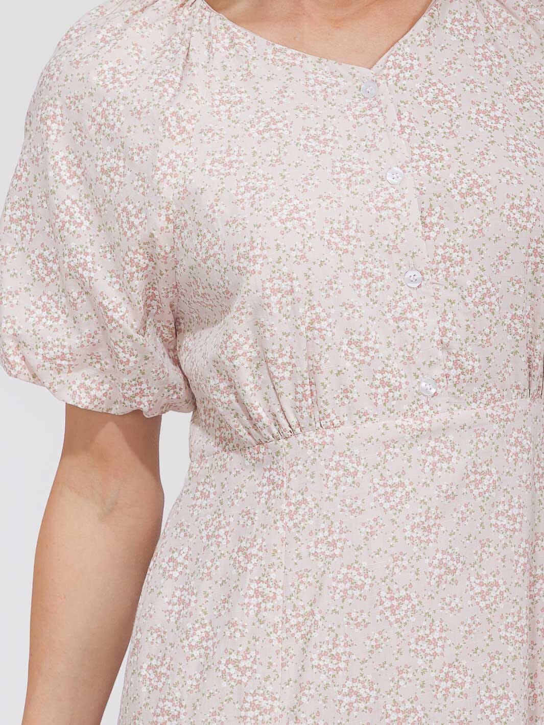WOMEN'S SHORT SLEEVE BUTTON UP POCKETS FLORAL MAXI DRESS