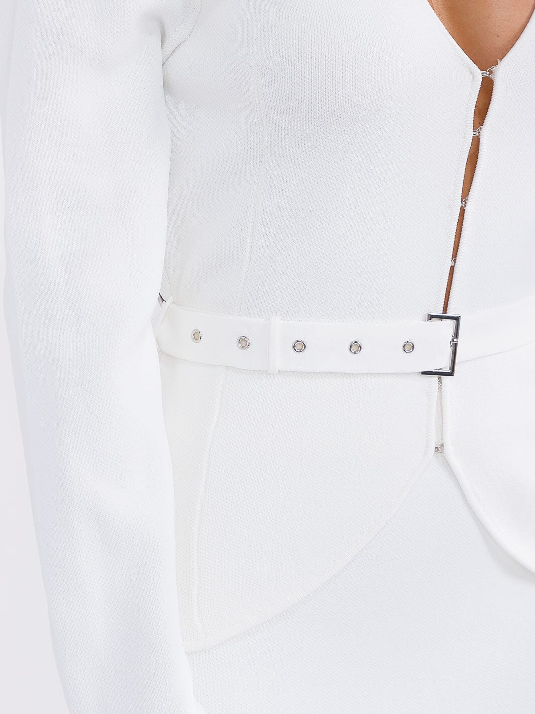 WOMEN'S LONG SLEEVE BLOUSE & ELASTIC WAIST SKIRT BELTED 2PC.SET