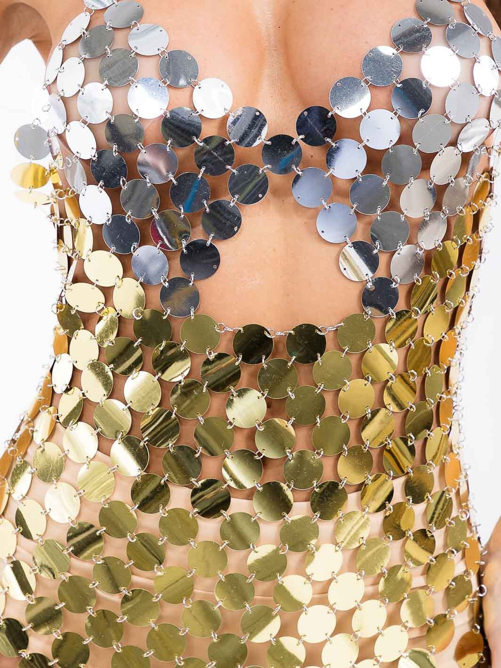 WOMEN'S SLEEVELESS CUT OUT FRONT SLIT SEQUINS OPEN BACK BODYCON MINI DRESS