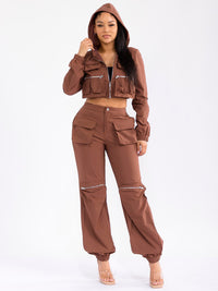 WOMEN'S LONG SLEEVE JACKET & BUTTON CLOSURE PANTS 2PC. SET
