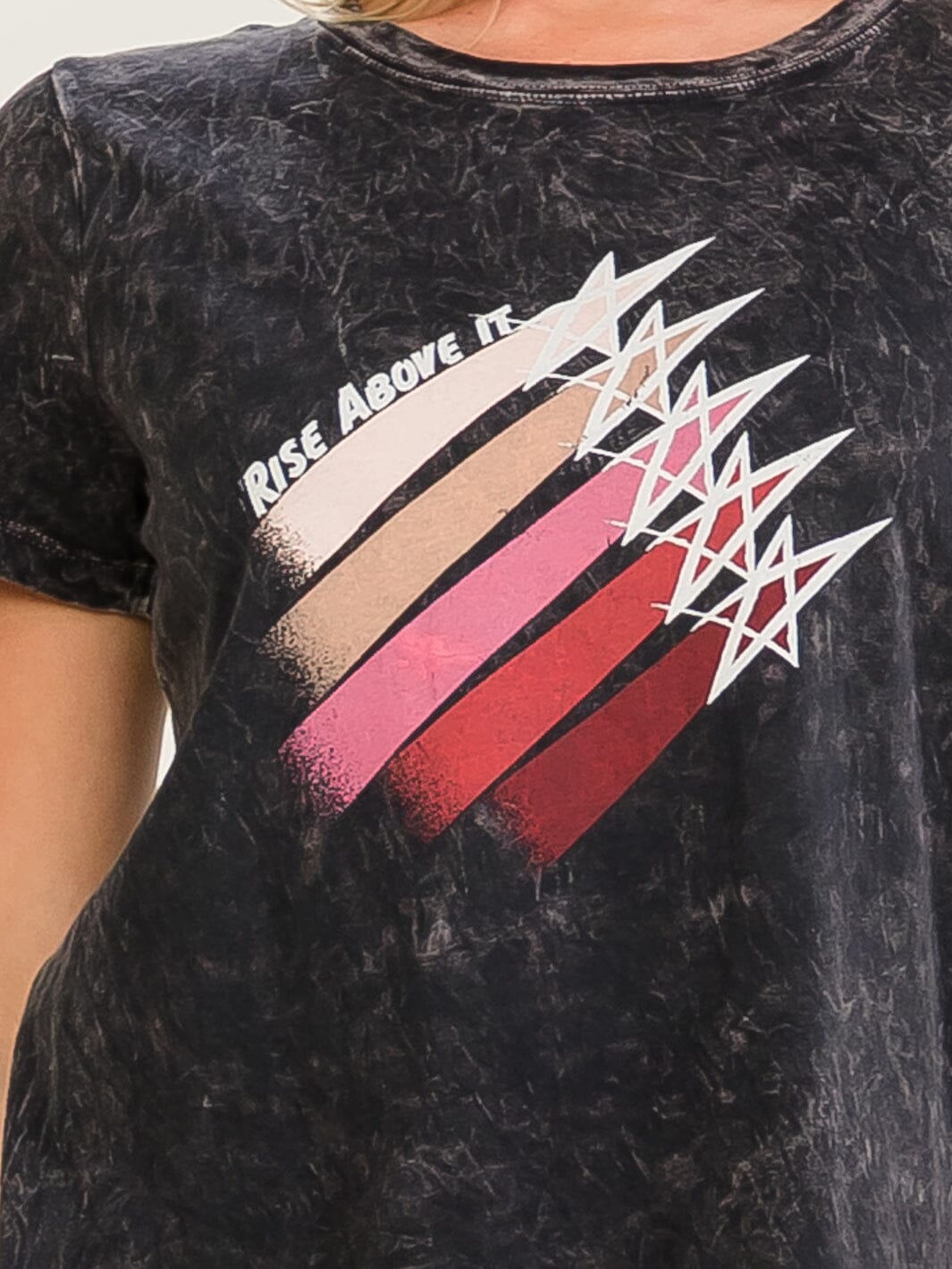WOMEN'S SHORT SLEEVE RISE ABOVE IT GRAPHIC WASHED T-SHIRT