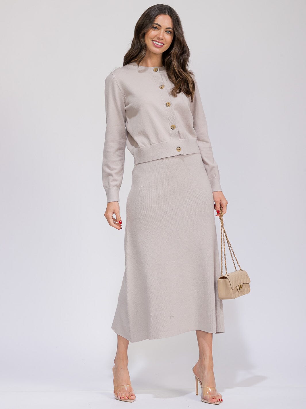 WOMEN'S LONG SLEEVE SWEATER & ELASTIC WAIST MAXI SKIRT 2PC. SET