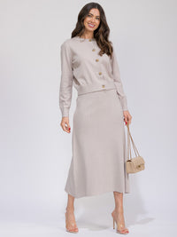 WOMEN'S LONG SLEEVE SWEATER & ELASTIC WAIST MAXI SKIRT 2PC. SET
