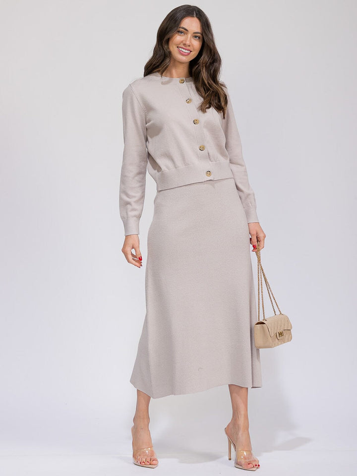 WOMEN'S LONG SLEEVE SWEATER & ELASTIC WAIST MAXI SKIRT 2PC. SET