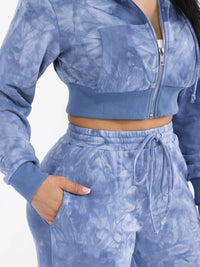 WOMEN'S LONG SLEEVE HOODED JACKET & ELASTIC WAIST PANTS TIE DYE 2PC. SET