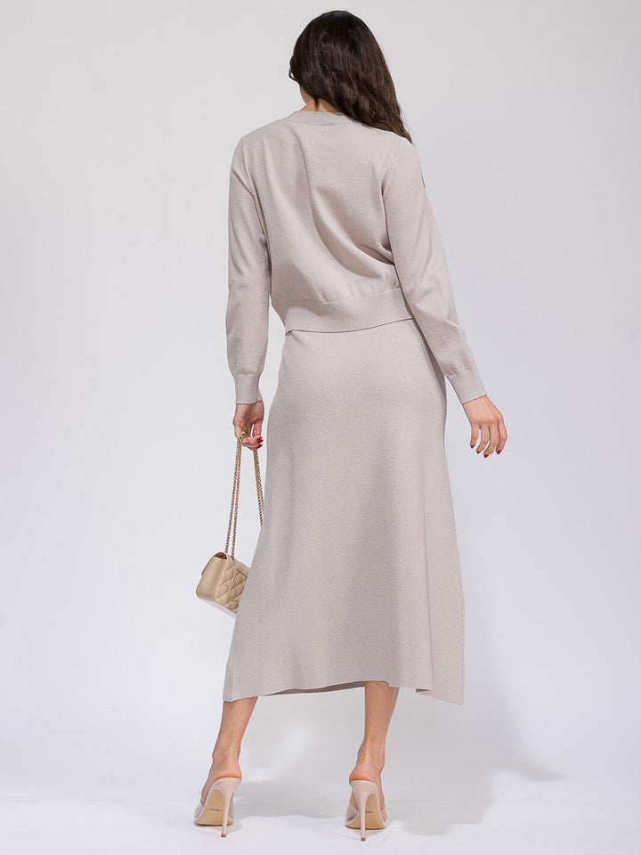 WOMEN'S LONG SLEEVE SWEATER & ELASTIC WAIST MAXI SKIRT 2PC. SET