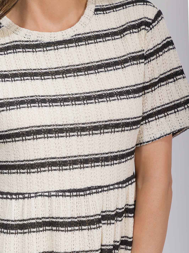 WOMEN'S SHORT SLEEVE POCKETS ELASTIC WAIST COLORBLOCK STRIPES MAXI DRESS