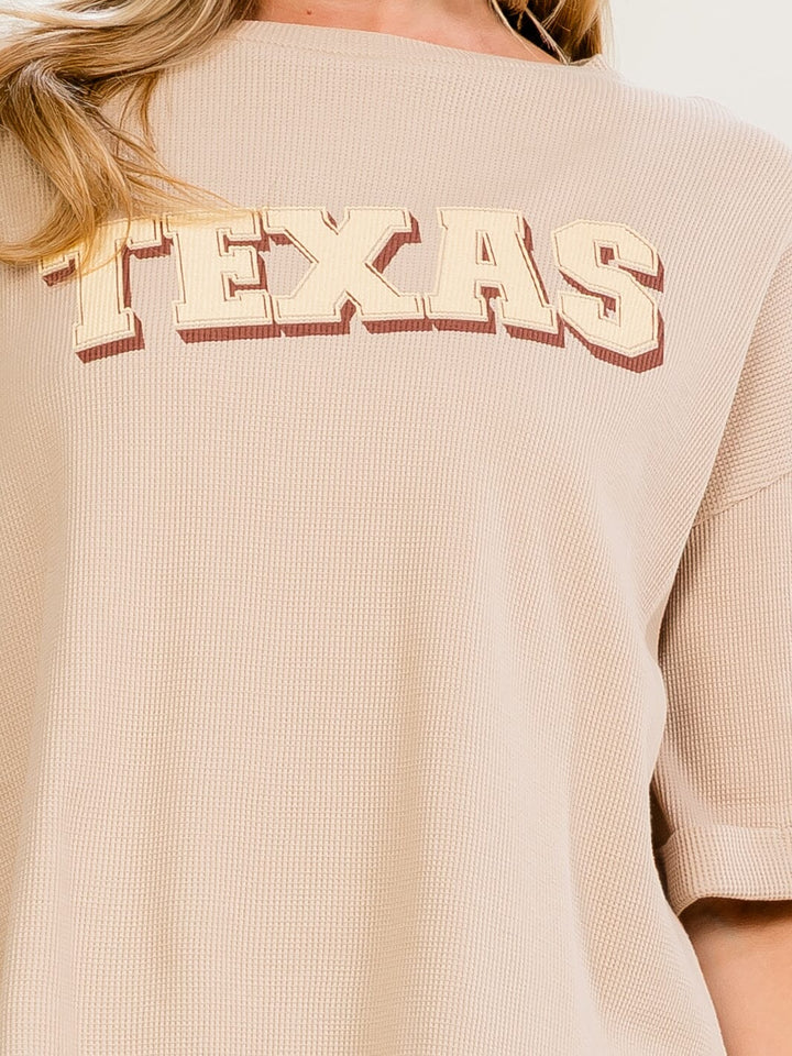 WOMEN'S SHORT SLEEVE TEXAS GRAPHIC WAFFLE T-SHIRT
