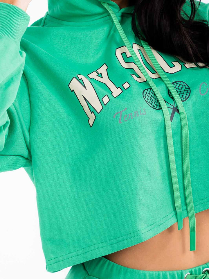 WOMEN'S HOODED PULLOVER SWEATER & ELASTIC WAIST PANTS GRAPHIC 2PC. SET