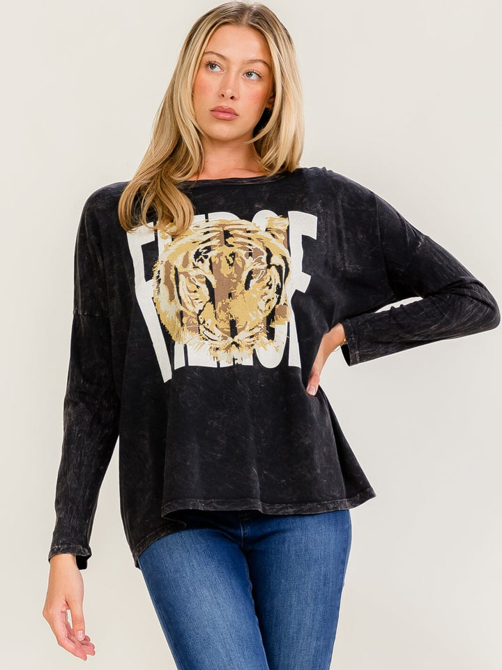 WOMEN'S LONG SLEEVE FIERCE GRAPHIC WASHED TOP