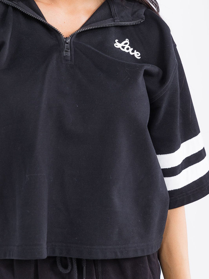 WOMEN'S HOODED TOP & ELASTIC WAIST SHORTS LOVE 2PC. SET