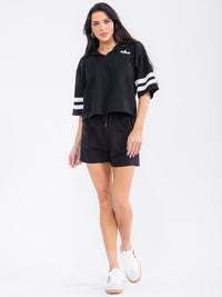 WOMEN'S HOODED TOP & ELASTIC WAIST SHORTS LOVE 2PC. SET