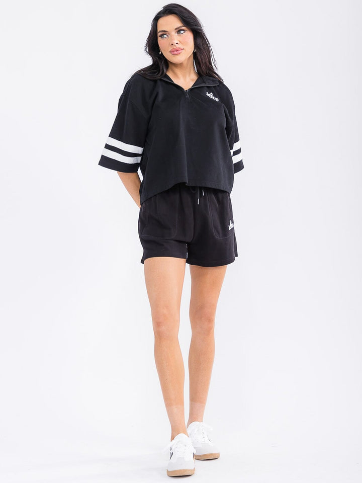 WOMEN'S ELASTIC WAIST FRONT POCKETS SELF TIE GRAPHIC MINI SHORTS