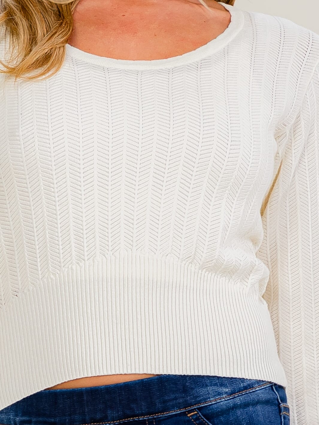 WOMEN'S LONG SLEEVE KNIT RIBBED TOP