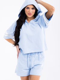 WOMEN'S HOODED TOP & ELASTIC WAIST SHORTS LOVE 2PC. SET