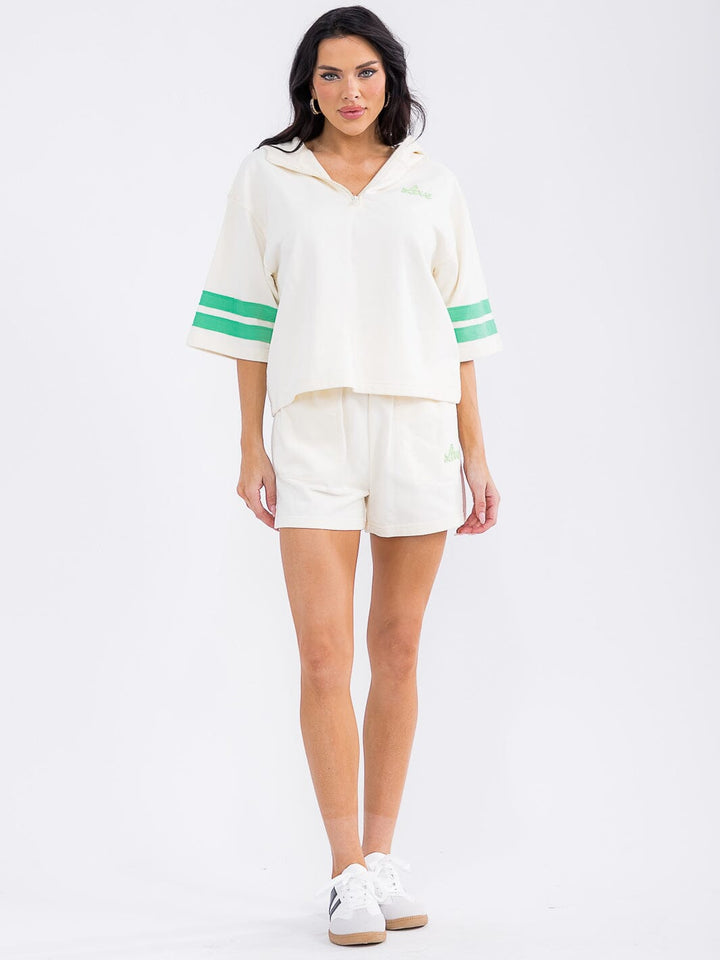 WOMEN'S HOODED TOP & ELASTIC WAIST SHORTS LOVE 2PC. SET