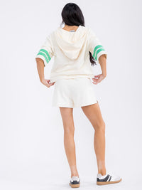 WOMEN'S HOODED TOP & ELASTIC WAIST SHORTS LOVE 2PC. SET