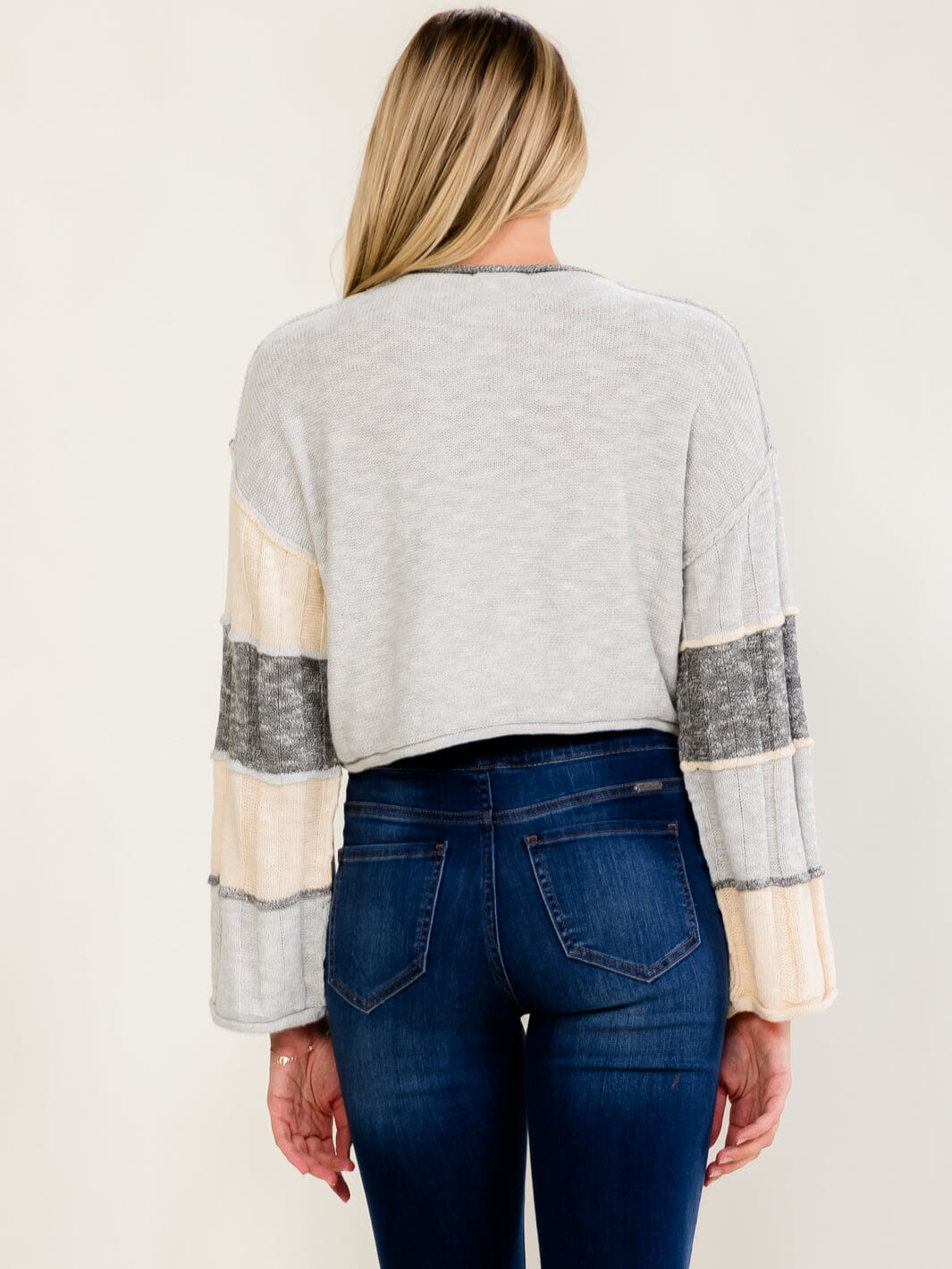 WOMEN'S LONG SLEEVE KNIT COLORBLOCK TOP