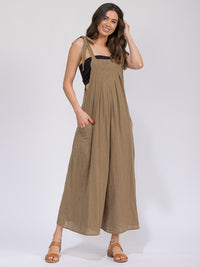 WOMEN'S SLEEVELESS FRONT POCKETS WIDE LEG JUMPSUIT