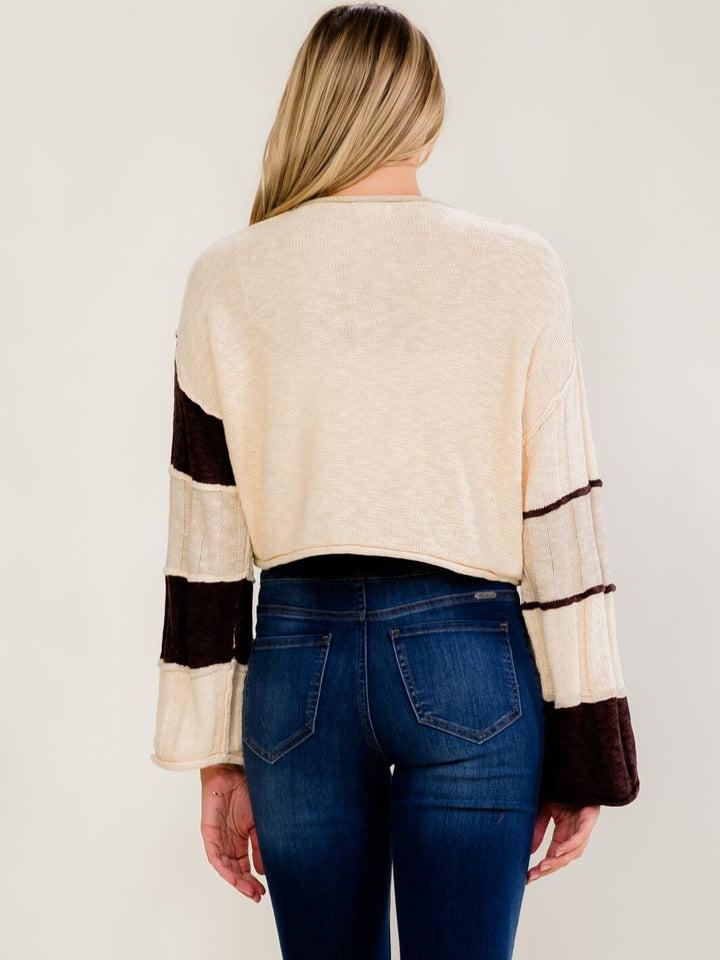 WOMEN'S LONG SLEEVE KNIT COLORBLOCK TOP
