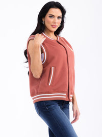 WOMEN'S SLEEVELESS BUTTON CLOSURE FRONT POCKETS VEST