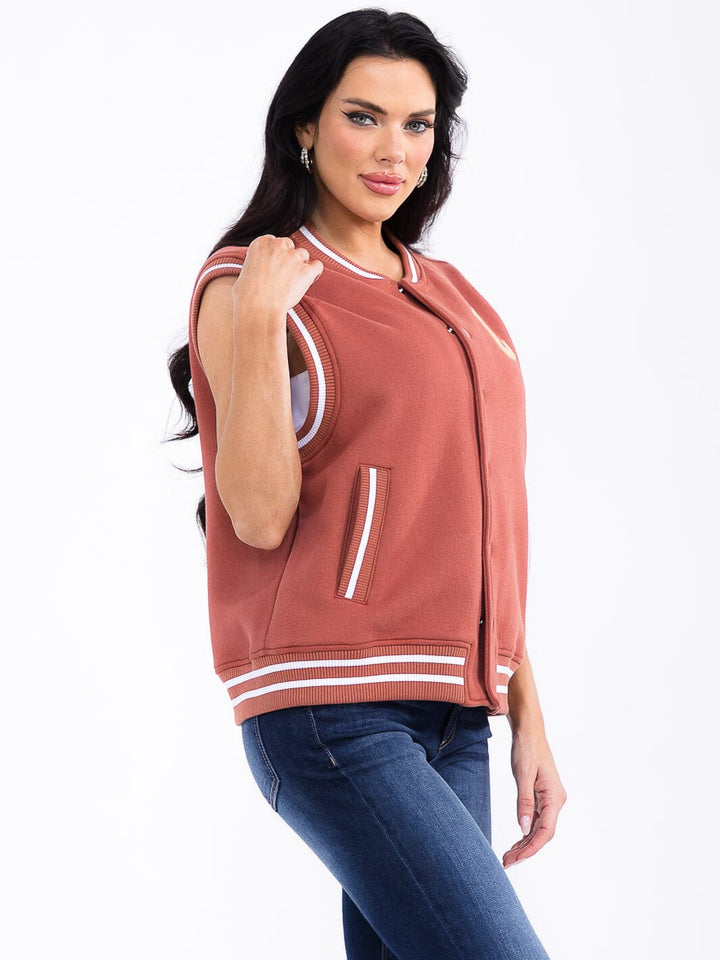 WOMEN'S SLEEVELESS BUTTON CLOSURE FRONT POCKETS VEST