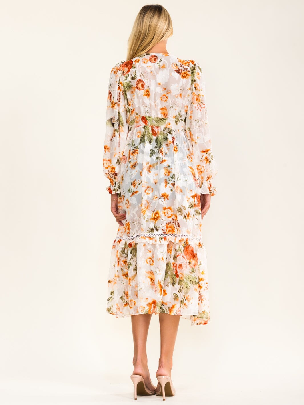 BEULAH WOMEN'S LONG SLEEVE FRONT TIE FLORAL KIMONO